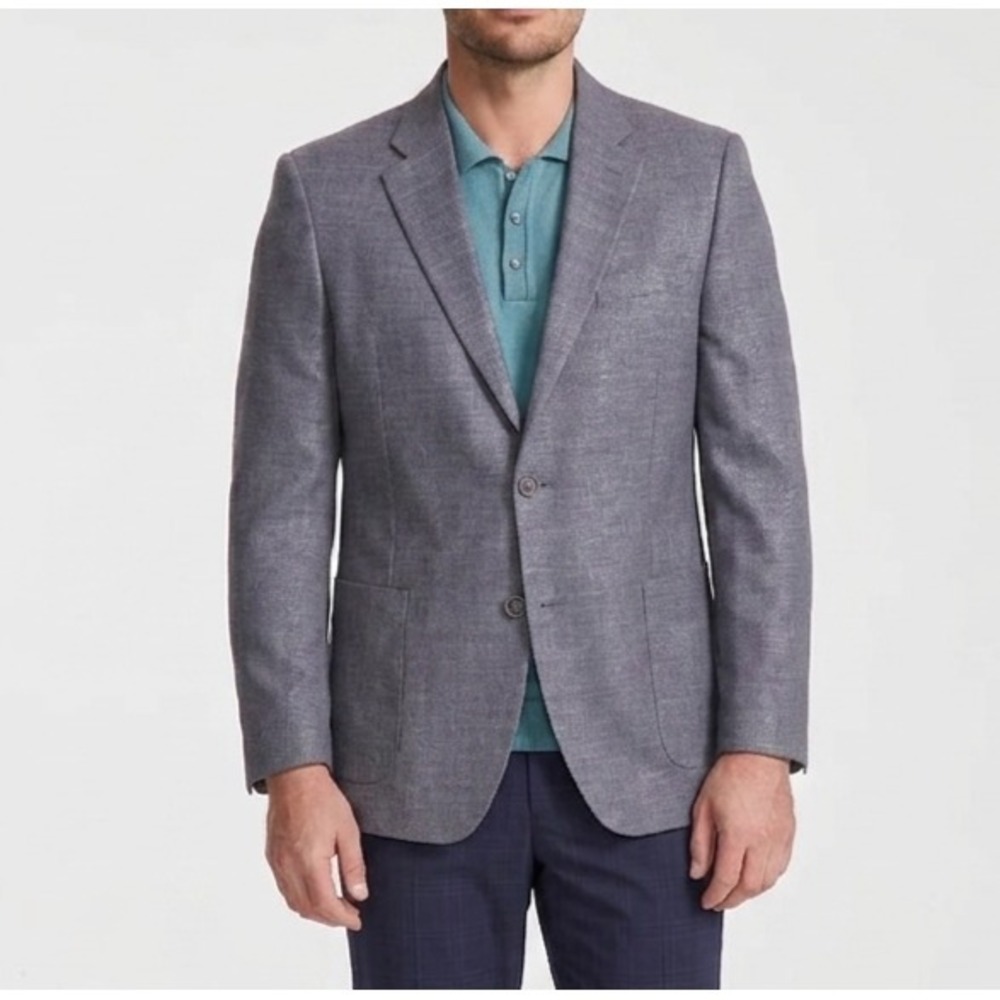Nautica Men Modern Fit Active Stretch Structure Weave Red Sport Coat Grey 42S